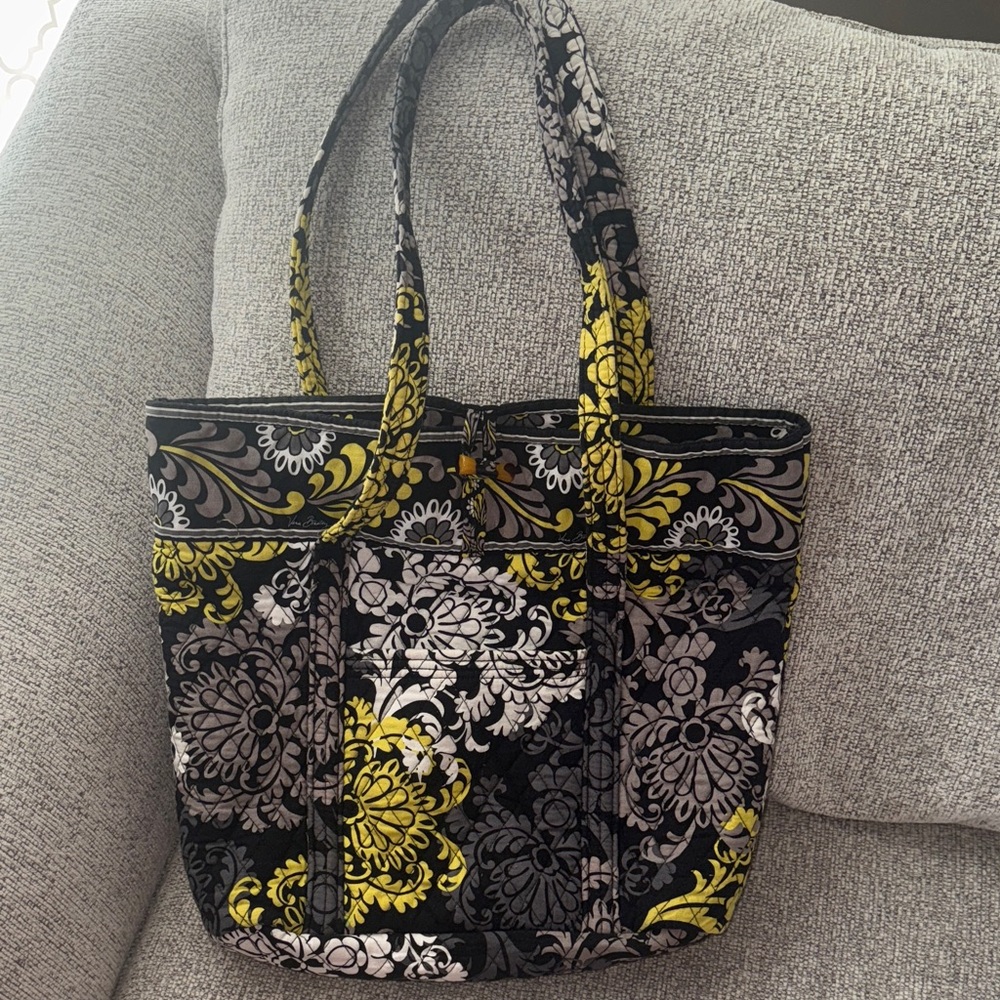 Vera Bradley Black and Yellow Floral Tote Bag